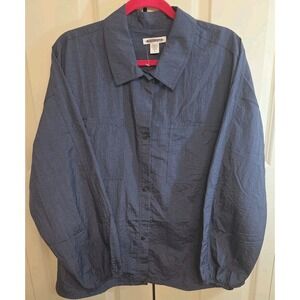 Athleta Women's Lightweight Nylon‎ Button Front Jacket Overshirt Blue Size L